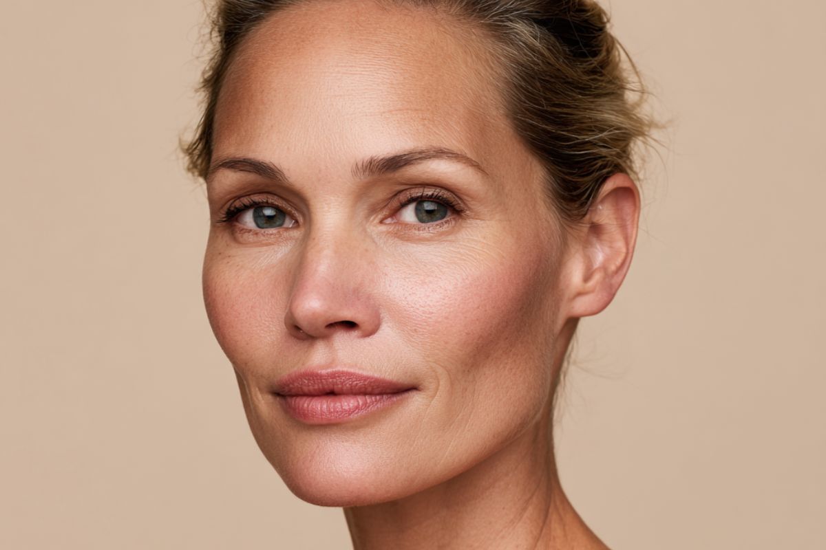 Calm, healthy-looking skin with smooth texture and natural glow, representing gentle skincare for uneven or bumpy skin